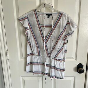 J. Crew Multicolor Striped V-Neck Blouse